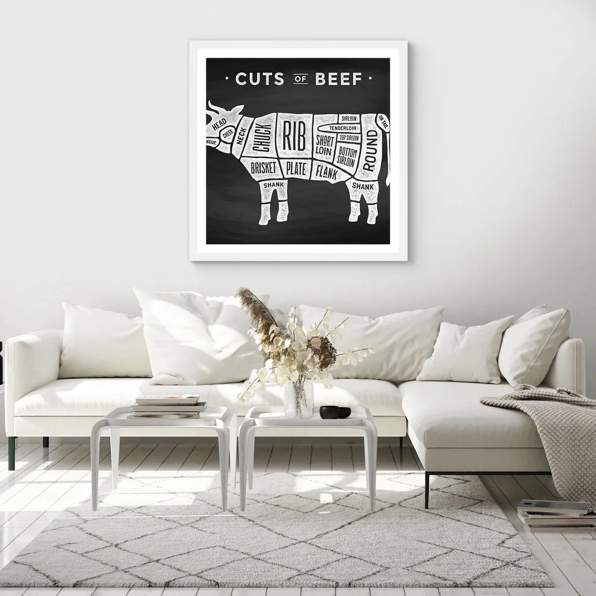 Affiche dans un cadre blanc - Poster - L'art de la découpe - 30x30 cm