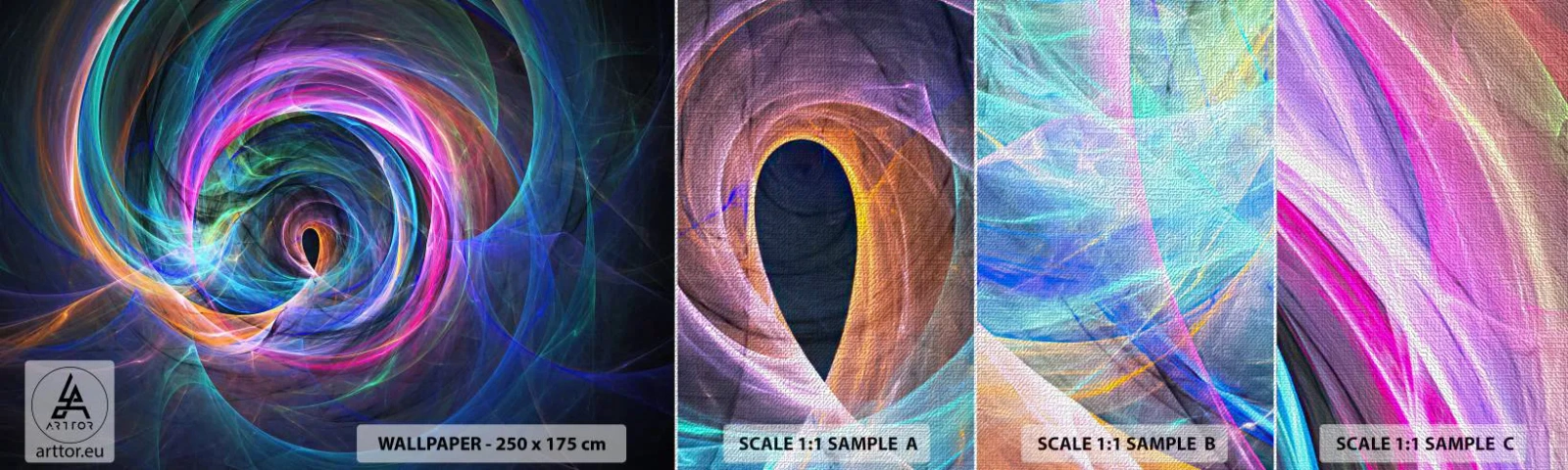 Échantillon de Papier Peint Premium Canvas - Où m'emmènes-tu ? - Abstraction, Morceau, Vortex - 100x30 cm