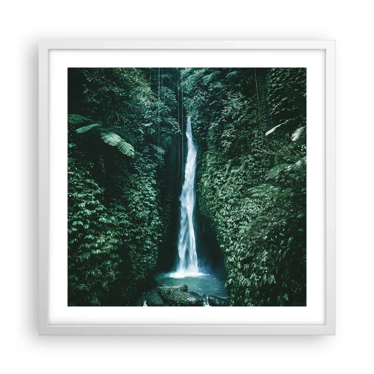 Affiche dans un cadre blanc - Poster - Fontaine tropicale - 50x50 cm