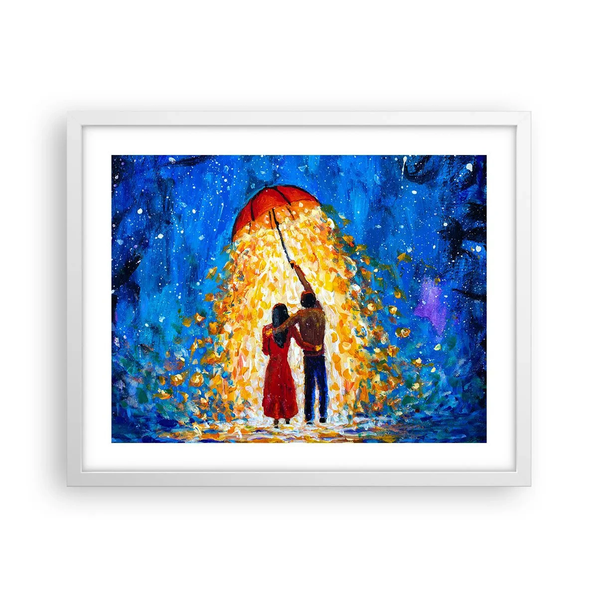 Affiche dans un cadre blanc - Poster - La magie d'une soirée pluvieuse ? - 50x40 cm