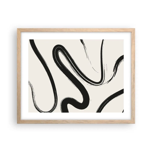 Affiche dans un chêne clair - Poster - Fantaisie en noir et blanc - 50x40 cm
