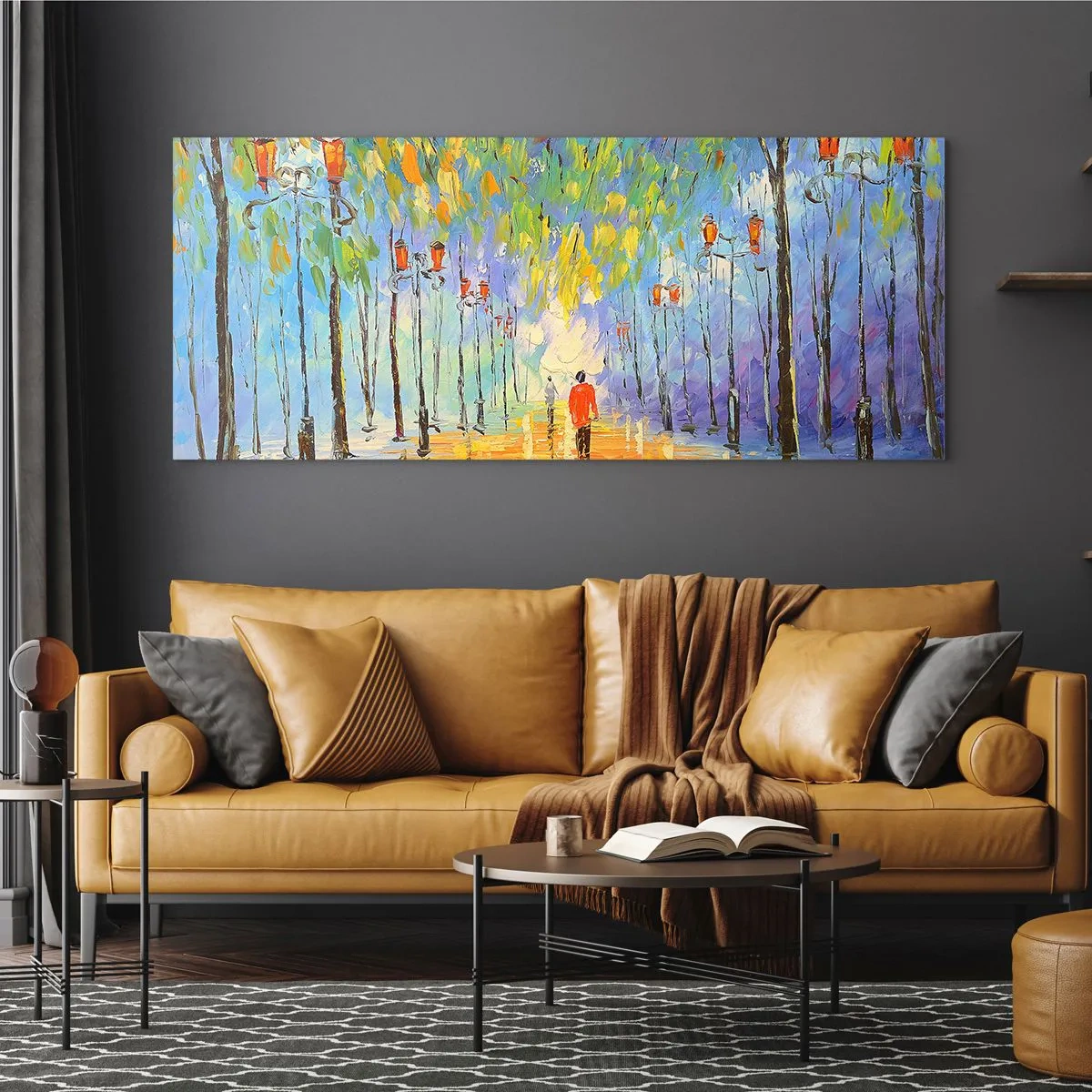 Impression sur verre - Image sur verre - Chant nocturne de la pluie - 90x30 cm