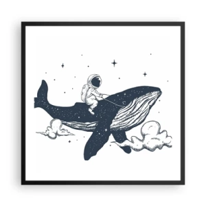 Affiche dans un cadre noir - Poster - Aventure spatiale - 60x60 cm