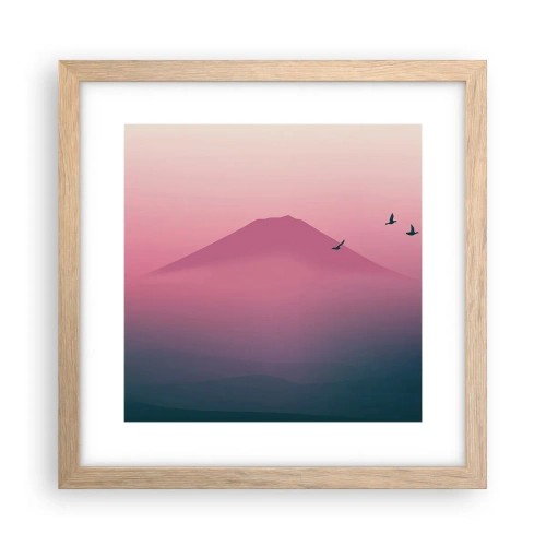 Affiche dans un chêne clair - Poster - Des pèlerins au dessus des nuages - 30x30 cm