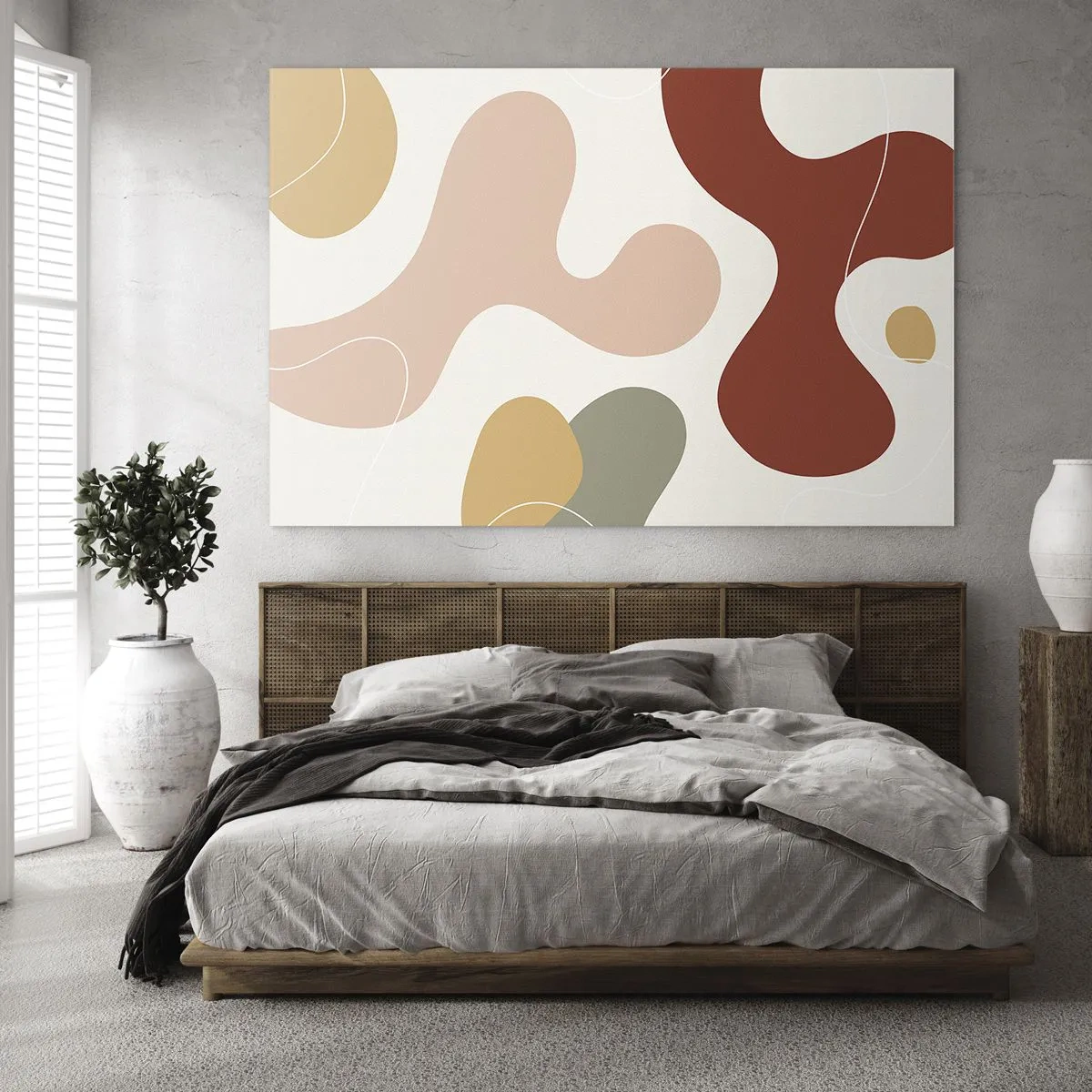 Impression sur verre - Image sur verre - Composition abstraite de formes organiques - 120x80cm - Entrelac - Décoration murale moderne pour le salon et la chambre ARTTOR