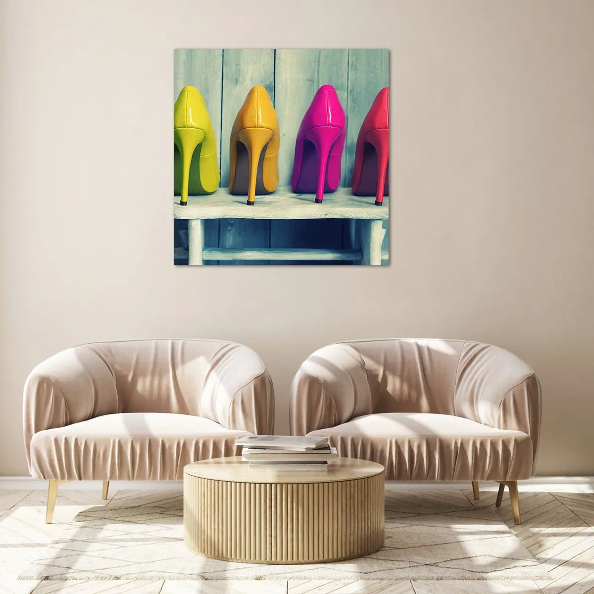 Impression sur verre - Image sur verre - Promenade sur l'arc-en-ciel - 60x60 cm