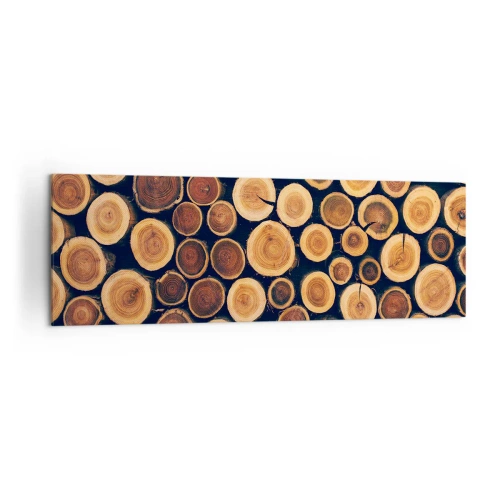 Impression sur toile - Image sur toile - Modèle réalisé à partir de sections transversales de bûches de bois - 160x50cm - Quel âge je semble avoir ? - Décoration murale moderne pour le salon et la chambre ARTTOR