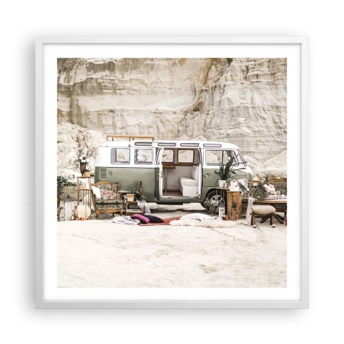 Affiche dans un cadre blanc - Poster - Il est temps de commencer le voyage - 60x60 cm