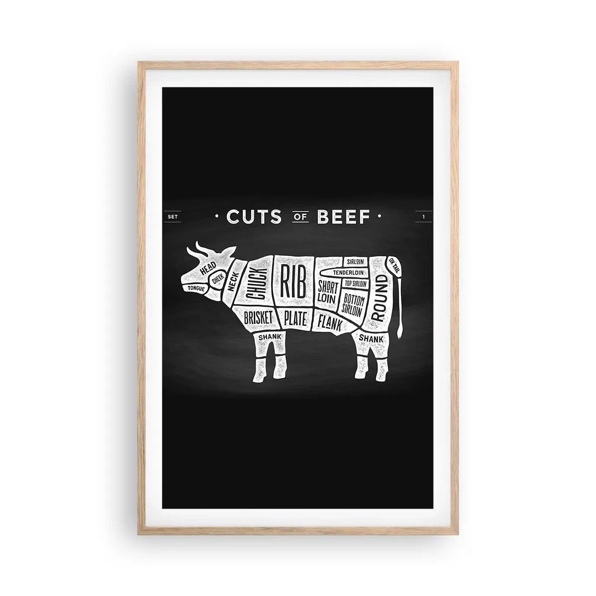 Affiche dans un chêne clair - Poster - L'art de la découpe - 61x91 cm