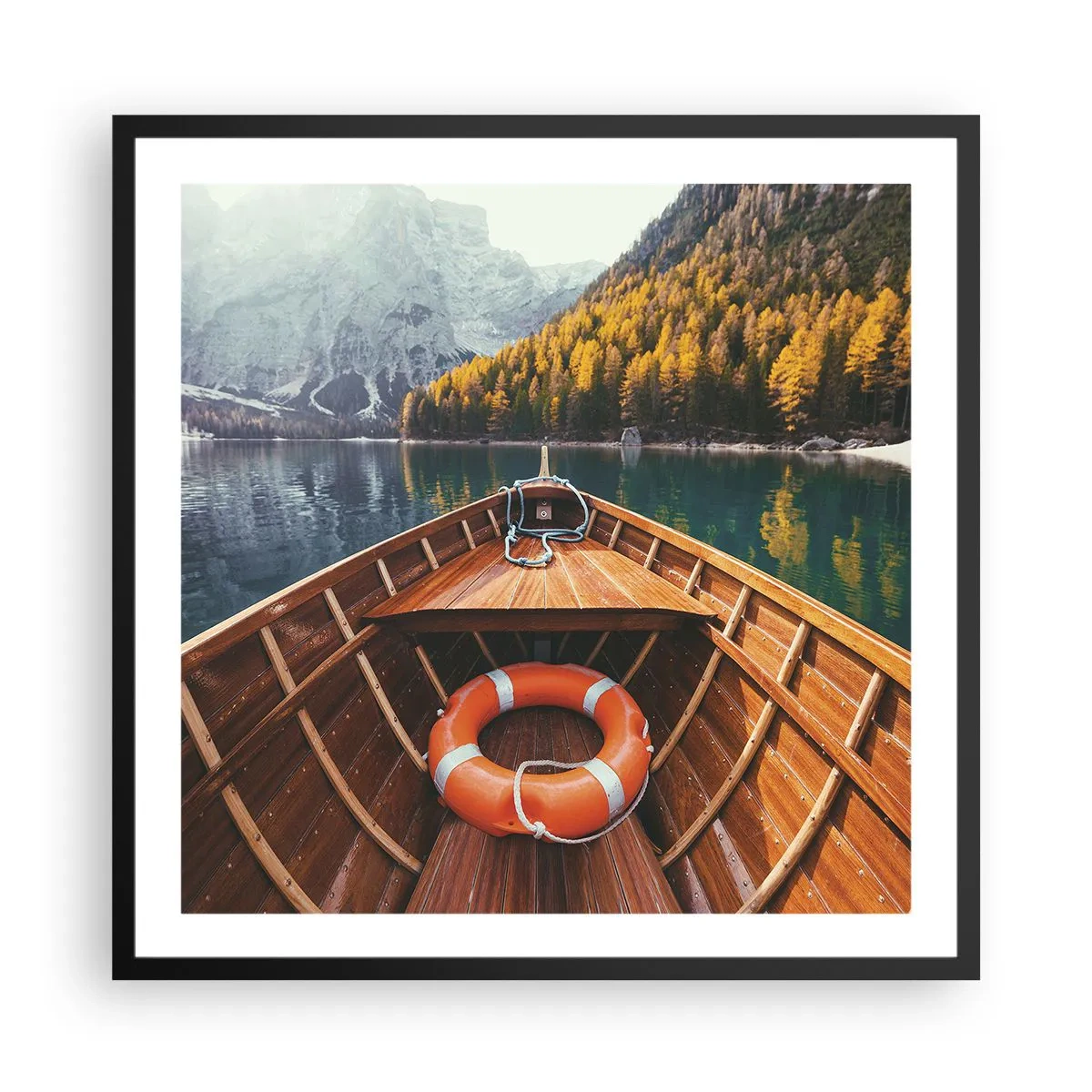 Affiche dans un cadre noir - Poster - Escapade en montagne - 60x60 cm