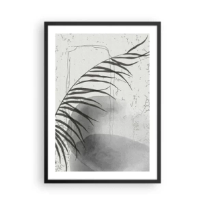 Affiche dans un cadre noir - Poster - Une composition botanique minimaliste dans des tons de gris - 50x70cm - L'exotisme subtil de la nature - Décoration murale moderne pour le salon et la chambre ARTTOR
