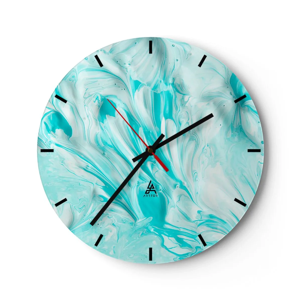 Horloge murale - Pendule murale - Motif abstrait dans les tons turquoise et blanc - 30x30cm - Ensemble pour toujours - Décoration murale moderne pour le salon, la cuisine et la chambre ARTTOR