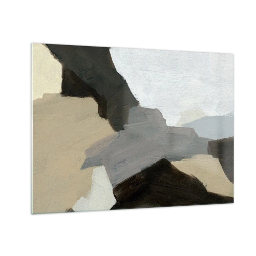 Impression sur verre - Image sur verre - Une composition abstraite moderne dans des tons de gris - 70x50cm - Abstraction : le carrefour du gris - Décoration murale moderne pour le salon et la chambre ARTTOR