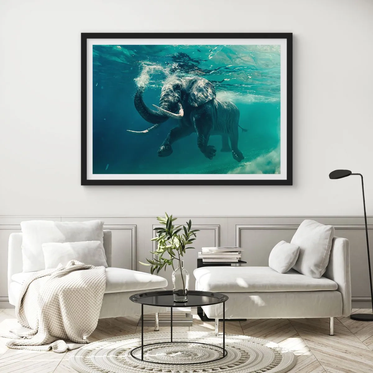 Affiche dans un cadre noir - Poster - Tout le monde aime nager - 40x30 cm