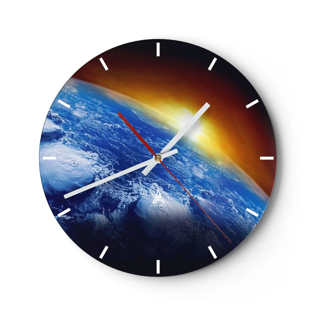 Horloge murale - Pendule murale - Lever de soleil sur la planète bleue - 40x40 cm