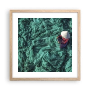 Affiche dans un chêne clair - Poster - Dans une mer de filet - 40x40 cm