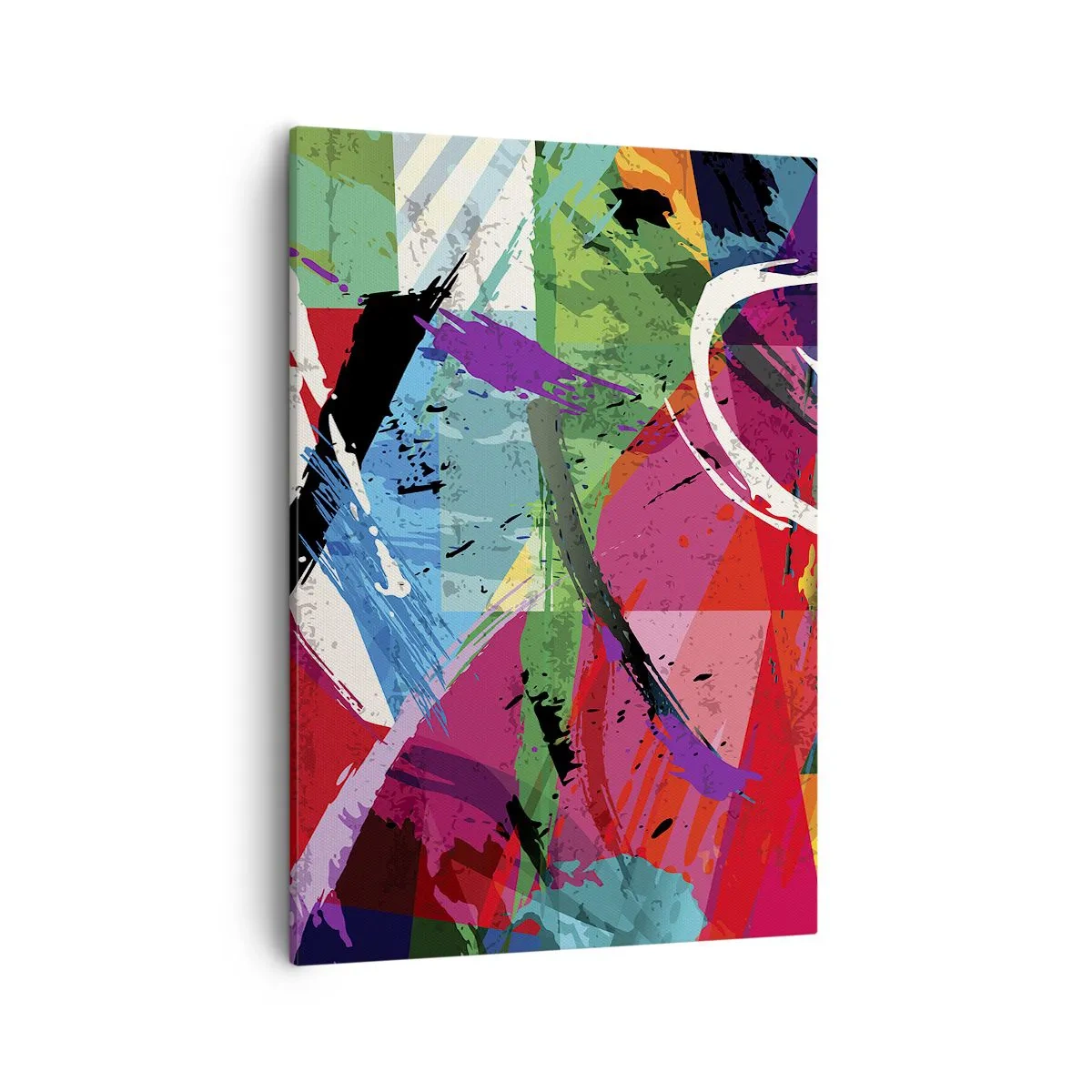 Impression sur toile - Image sur toile - Abstraction colorée avec des coups de pinceau dynamiques - 50x70cm - Rapide, vif et bondissant - Décoration murale moderne pour le salon et la chambre ARTTOR