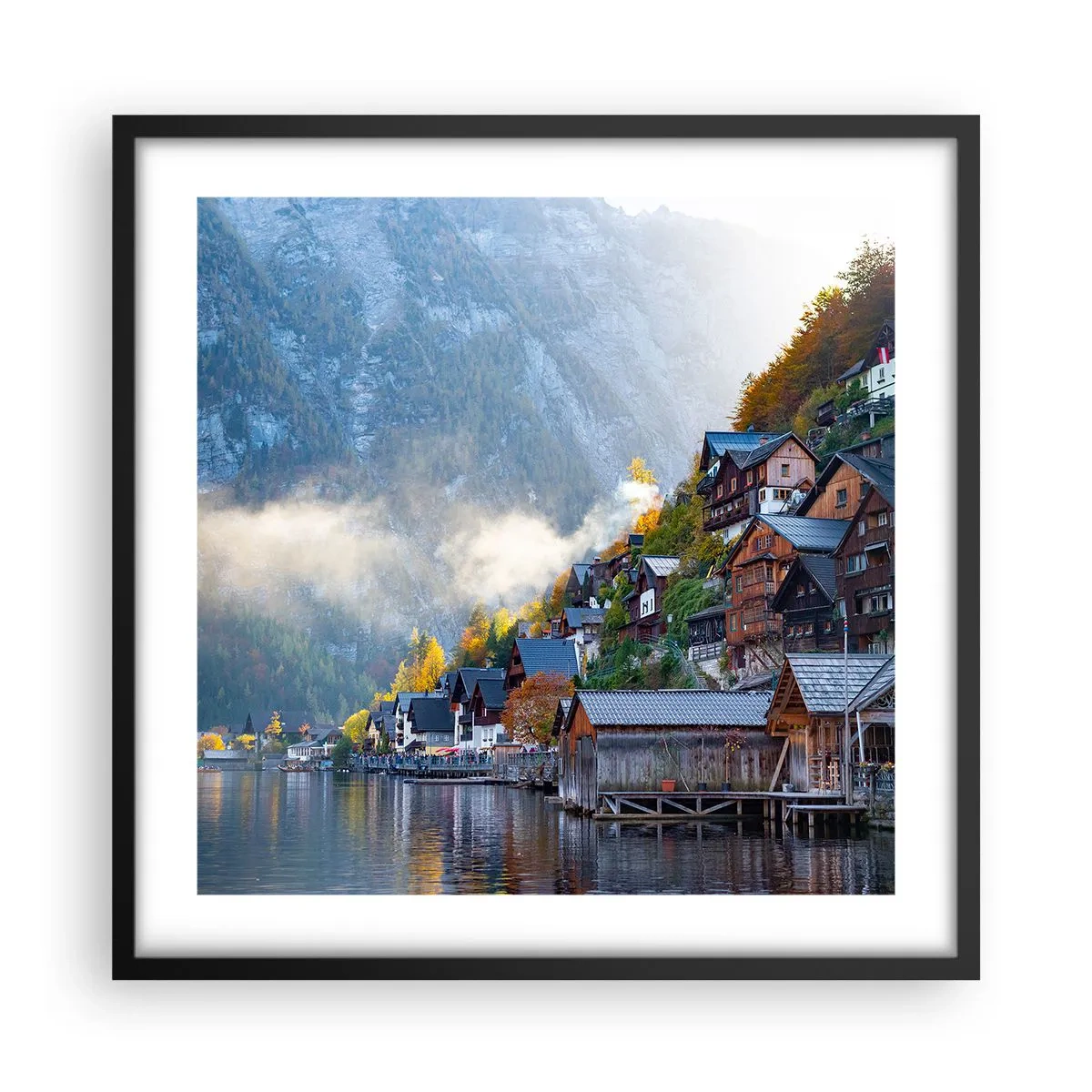 Affiche dans un cadre noir - Poster - Ambiance alpine - 50x50 cm