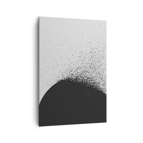 Impression sur toile - Image sur toile - Motif abstrait avec des particules noires sur un fond clair - 70x100cm - Mouvement des molécules - Décoration murale moderne pour le salon et la chambre ARTTOR