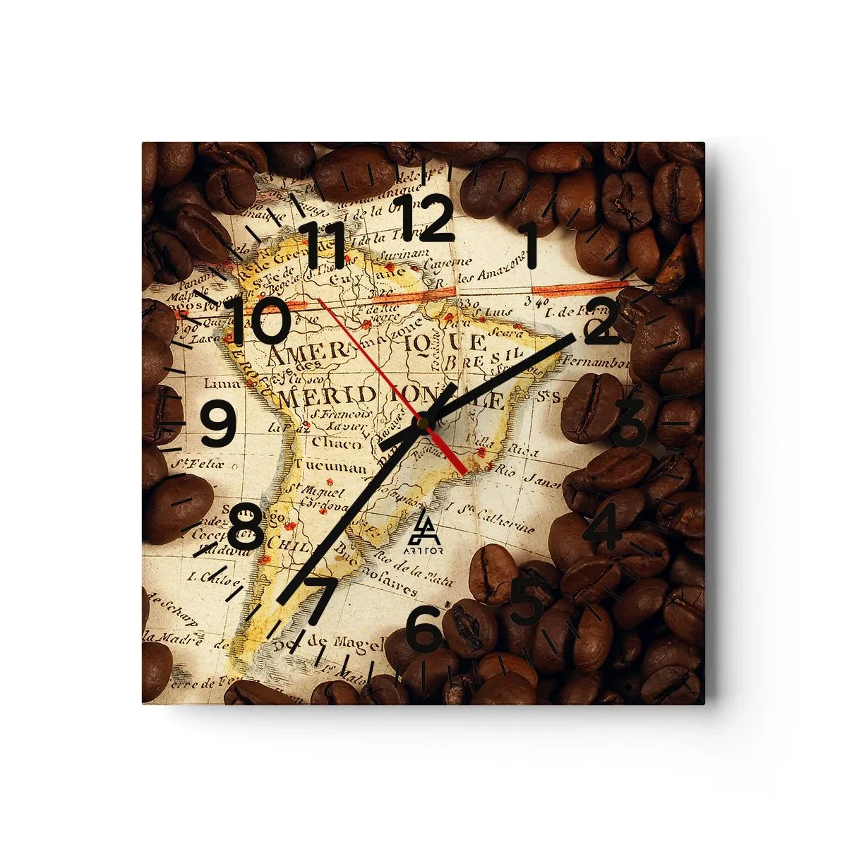 Horloge murale - Pendule murale - D'où vient le meilleur café ? - 40x40 cm