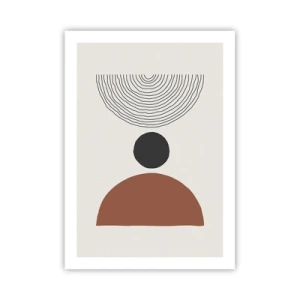 Affiche - Poster - Motif géométrique avec un demi-cercle et des lignes sur un fond clair - 50x70cm - Au centre de l'attention - Décoration murale moderne pour le salon et la chambre ARTTOR