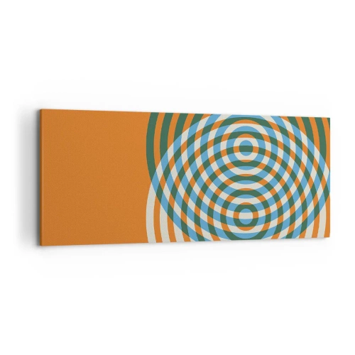 Impression sur toile - Image sur toile - Cercles concentriques sur fond orange - 120x50cm - Variation circulaire abstraite - Décoration murale moderne pour le salon et la chambre ARTTOR
