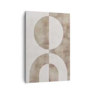 Impression sur toile - Image sur toile - Une peinture abstraite dans les tons beiges avec des formes géométriques et de la symétrie. - 70x100cm - Similitudes et différences - Décoration murale moderne pour le salon et la chambre ARTTOR