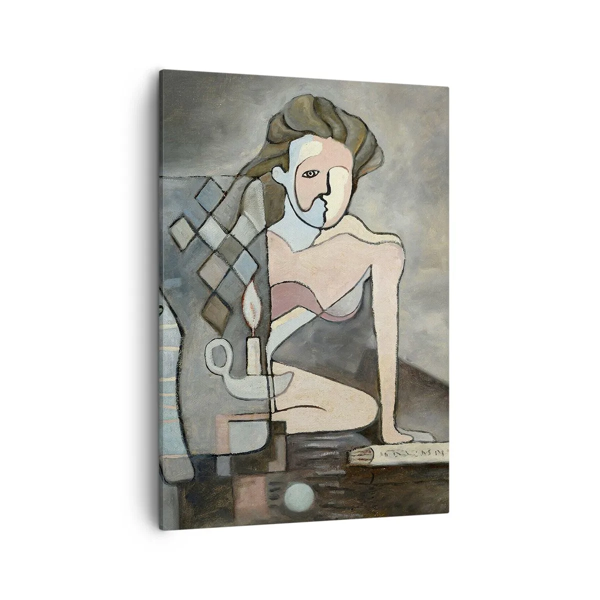 Impression sur toile - Image sur toile - Figures abstraites dans une composition symbolique avec une signification profonde - 50x70cm - Mosaïque d'esprit et de matière - Décoration murale moderne pour le salon et la chambre ARTTOR