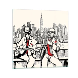 Impression sur verre - Image sur verre - improvisation new-yorkaise - 40x40 cm