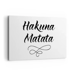 Impression sur toile - Image sur toile - Citation de Hakuna Matata en police élégante sur fond blanc - 120x80cm - Le meilleur conseil - Décoration murale moderne pour le salon et la chambre ARTTOR