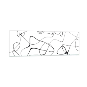 Impression sur verre - Image sur verre - Lignes noires abstraites sur fond blanc dans un style minimaliste - 160x50cm - Le chemin de la vie, les voies du hasard - Décoration murale moderne pour le salon et la chambre ARTTOR