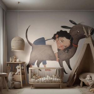 Papier Peint Photo Standard Eco - Les meilleurs amis - Pour les enfants, Chien, Fille - 300x210 cm