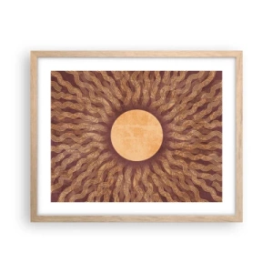 Affiche dans un chêne clair - Poster - Icône du soleil - 50x40 cm