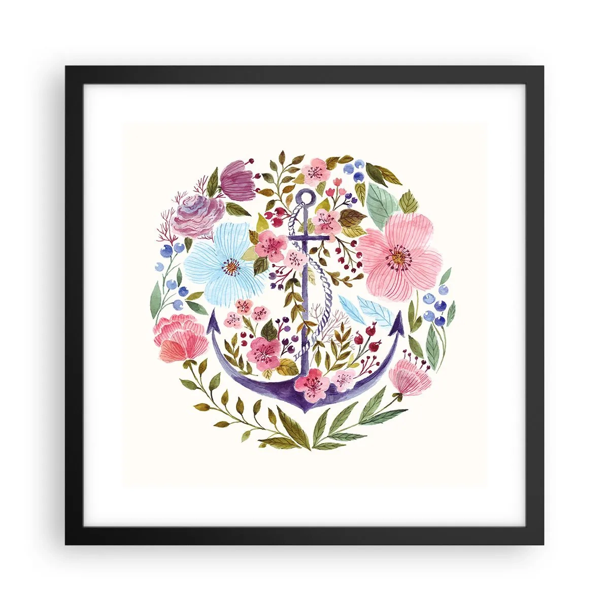 Affiche dans un cadre noir - Poster - Le beau rêve du marin - 40x40 cm