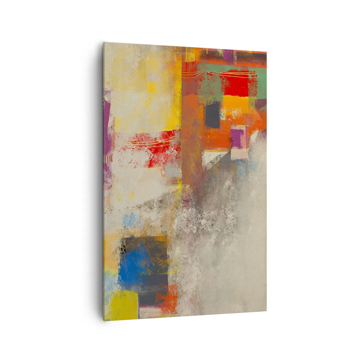 Impression sur toile - Image sur toile - Abstraction colorée avec des formes géométriques - 80x120cm - Géométrie des couleurs - Décoration murale moderne pour le salon et la chambre ARTTOR