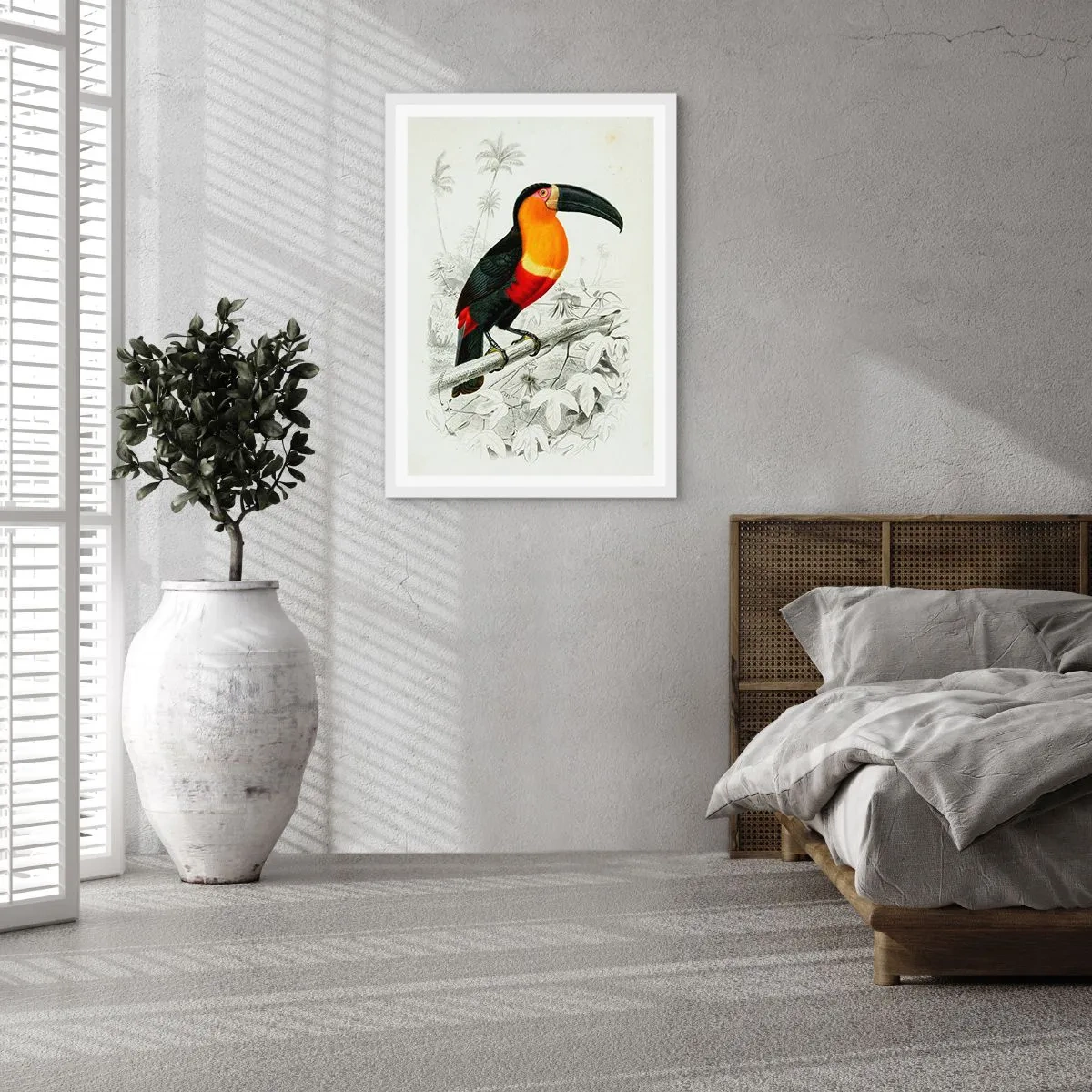 Affiche dans un cadre blanc - Poster - Couleurs des oiseaux - 40x50 cm