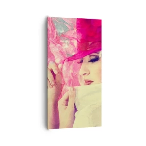 Impression sur toile - Image sur toile - Portrait rétro dans une brume rose - 65x120 cm