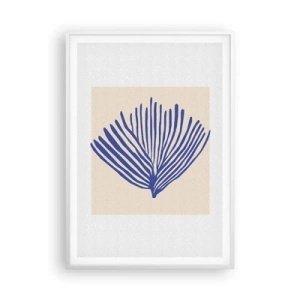 Affiche dans un cadre blanc - Poster - Éventail bleu - 70x100 cm