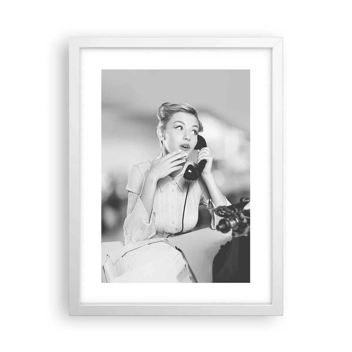 Affiche dans un cadre blanc - Poster - Hello! Ici les années 50 - 30x40 cm