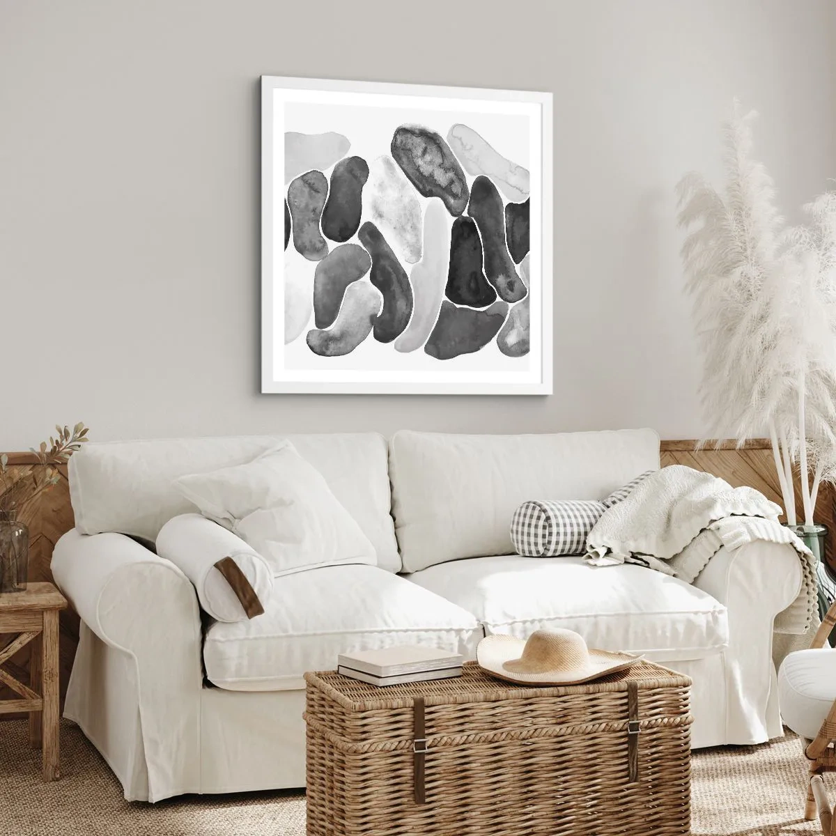 Affiche dans un cadre blanc - Poster - Abstraction rocheuse - 50x50 cm