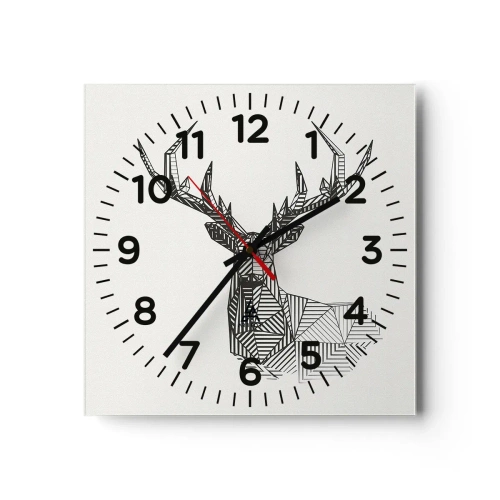 Horloge murale - Pendule murale - Cerf dans un style cubique - 40x40 cm