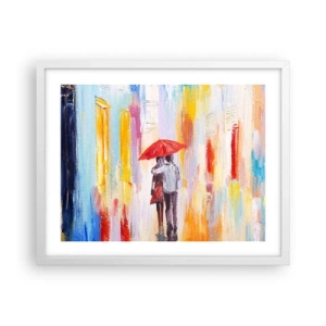 Affiche dans un cadre blanc - Poster - Qu'il pleuve encore - 50x40 cm