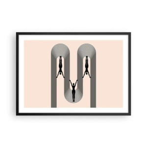 Affiche dans un cadre noir - Poster - Silhouettes géométriques sur fond beige - 70x50cm - Les jambes en l’air - Décoration murale moderne pour le salon et la chambre ARTTOR