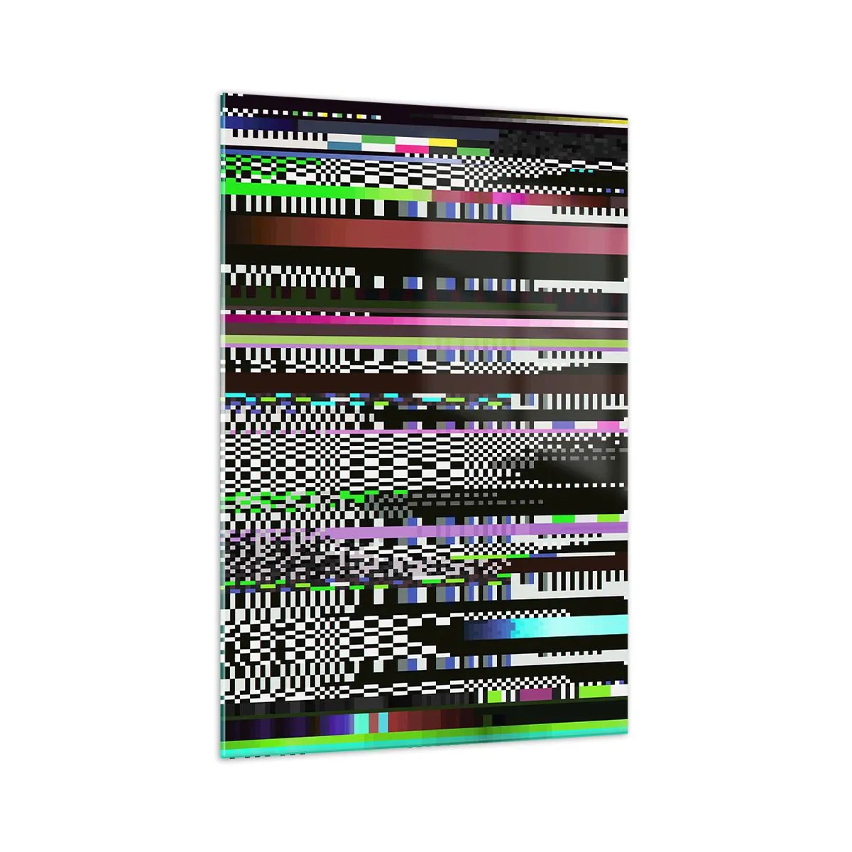 Impression sur verre - Image sur verre - Lignes et pixels colorés dans un style abstrait - 70x100cm - L'image de contrôle de la réalité - Décoration murale moderne pour le salon et la chambre ARTTOR