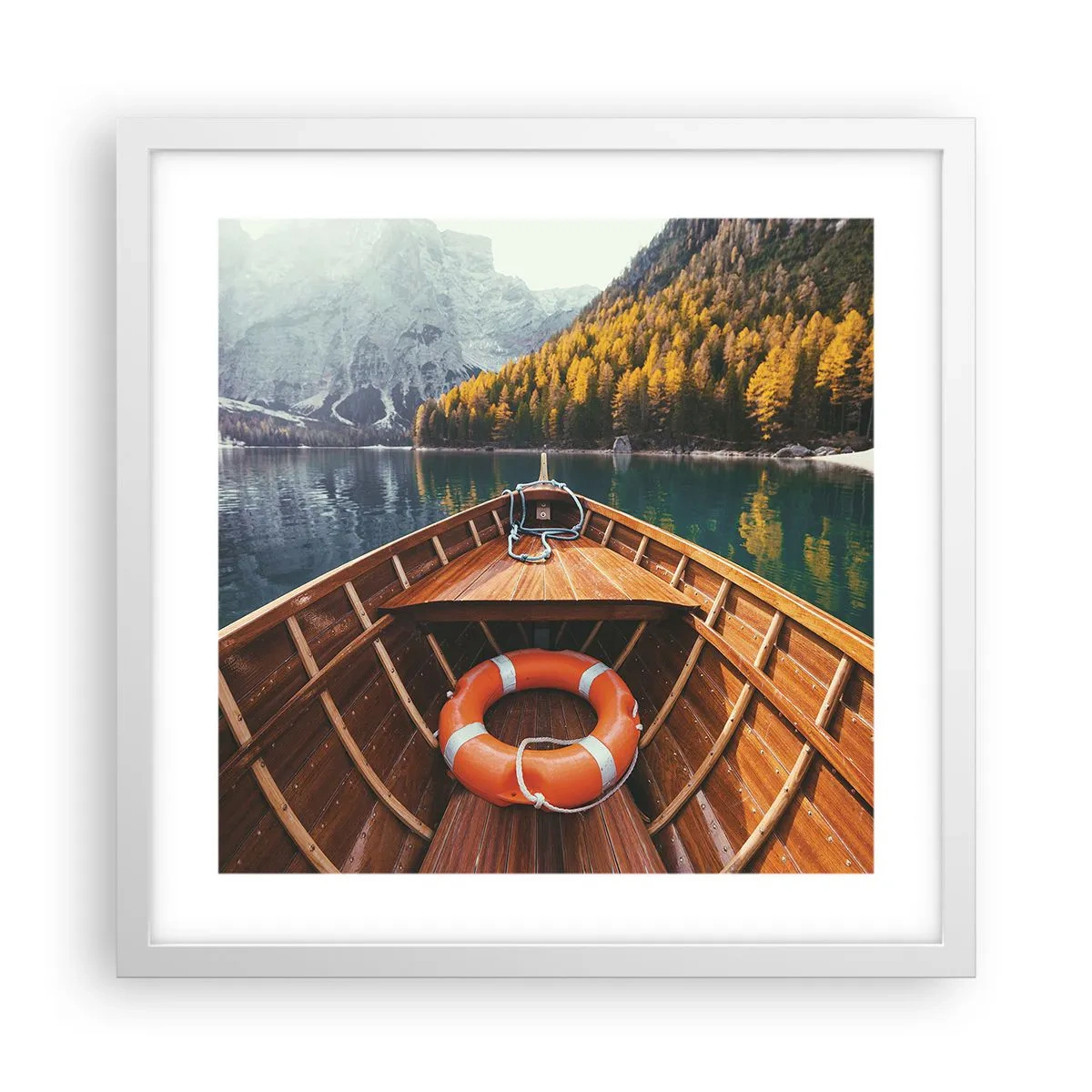 Affiche dans un cadre blanc - Poster - Escapade en montagne - 40x40 cm
