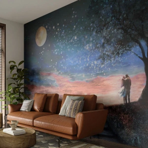 Papier Peint Photo Premium Canvas - Spectacle étoilé - Abstraction, Paysage, Couple d'amoureux - 500x350 cm