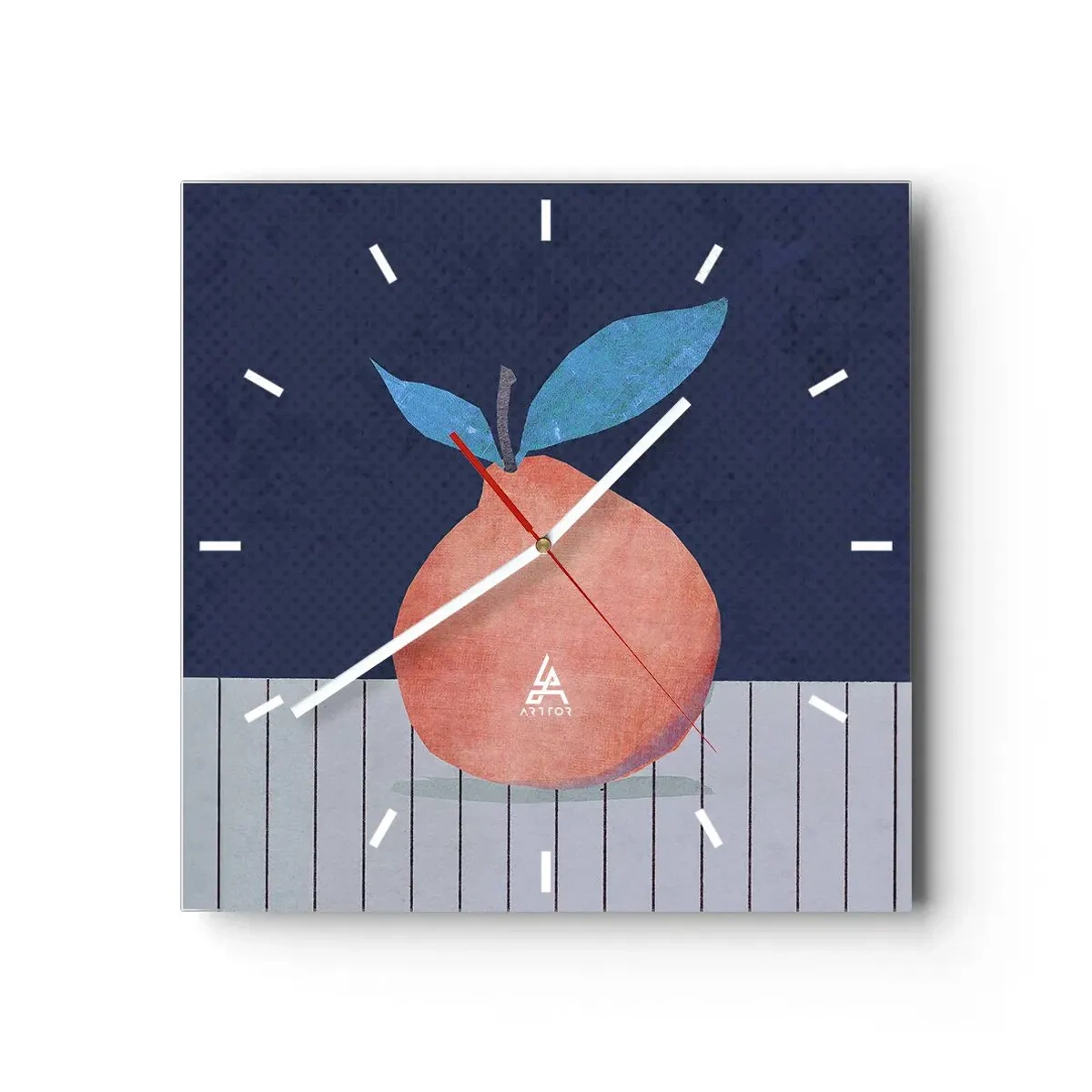 Horloge murale - Pendule murale - Fruit abstrait sur fond de couleurs contrastées et de lignes droites. - 30x30cm - Convexité et plan - Décoration murale moderne pour le salon et la chambre ARTTOR