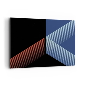 Impression sur toile - Image sur toile - Lignes géométriques dans les tons de rouge et de bleu - 120x80cm - Histoire simple - Décoration murale moderne pour le salon et la chambre ARTTOR