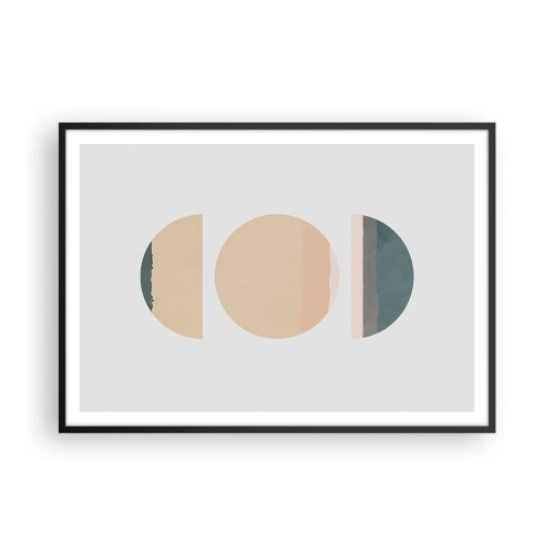 Affiche dans un cadre noir - Poster - Formes géométriques abstraites aux couleurs pastel - 100x70cm - Cercles après cercles - Décoration murale moderne pour le salon et la chambre ARTTOR