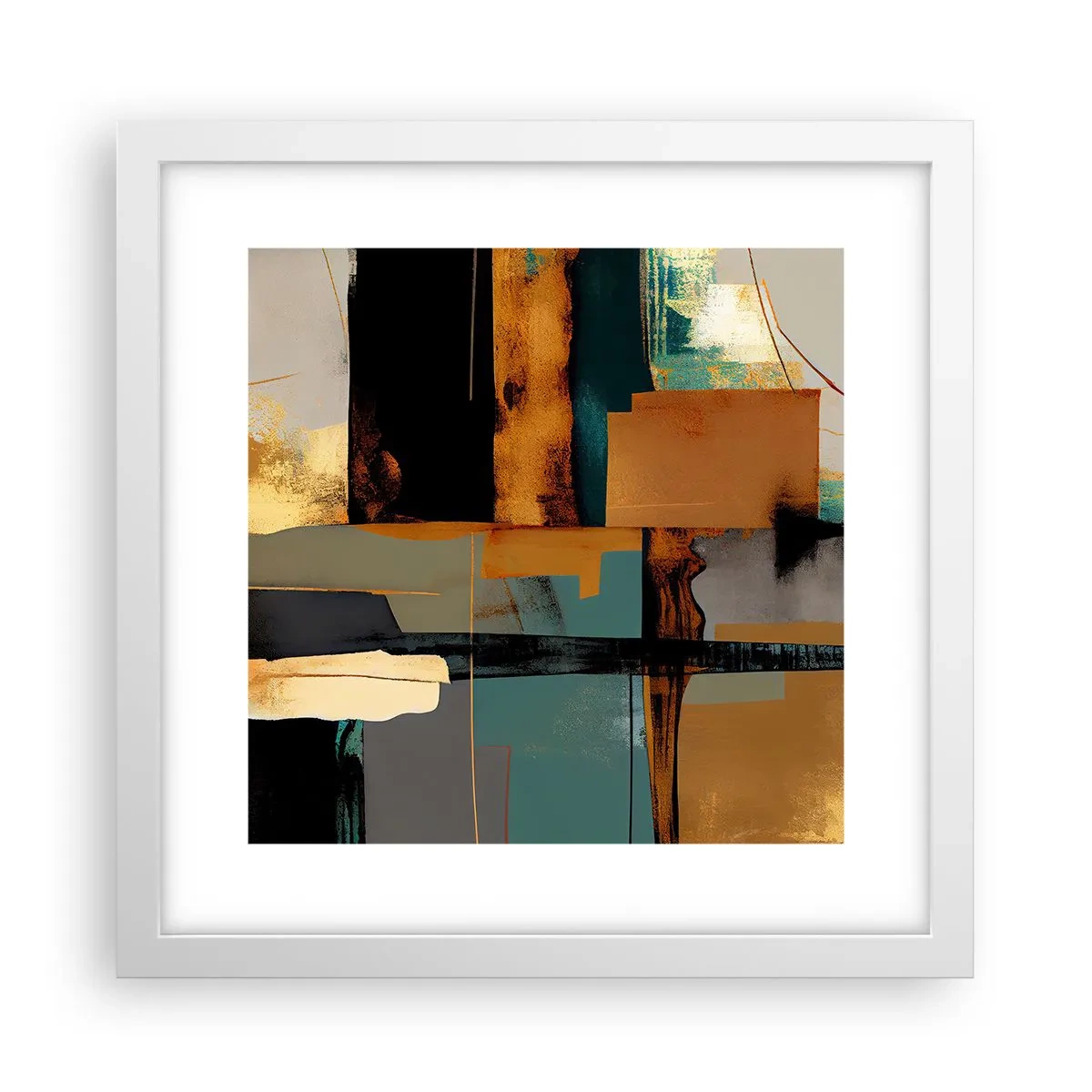 Affiche dans un cadre blanc - Poster - Abstraction – lumière et ombre - 30x30 cm